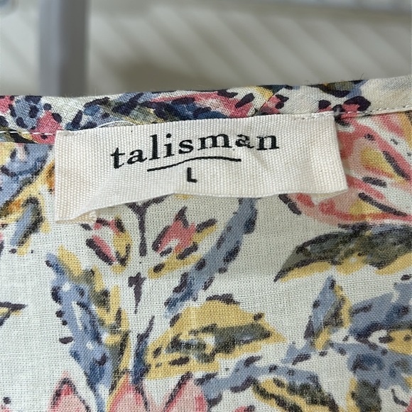 TALISMAN Vintage Lotus Floral Print Ruffle Detail Carly Wrap Dress Size Large - Picture 7 of 16